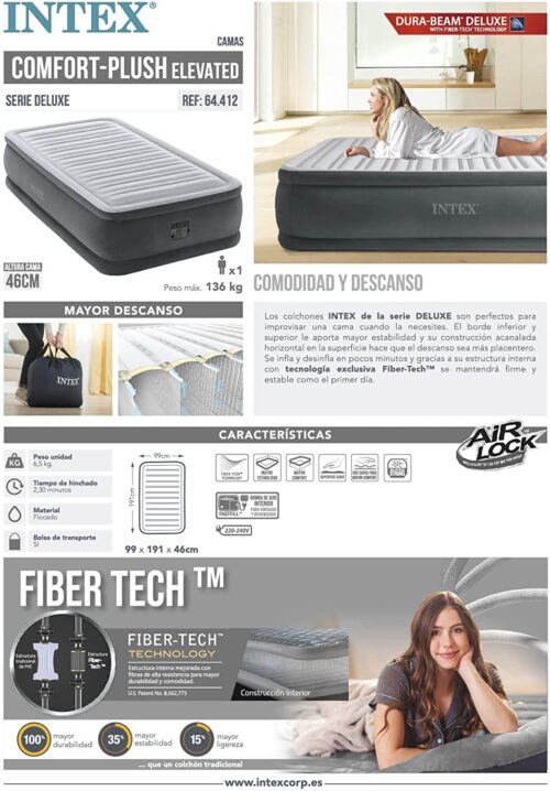 TWIN COMFORT-PLUSH AIRBED WITH FIBER-TECH BIP (w/220-240V Bulit-in Pump) - Image 4