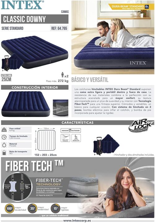 Queen Dura-Beam Classic Downy Airbed 25Cm With Pump And 2 Cushions - Image 8