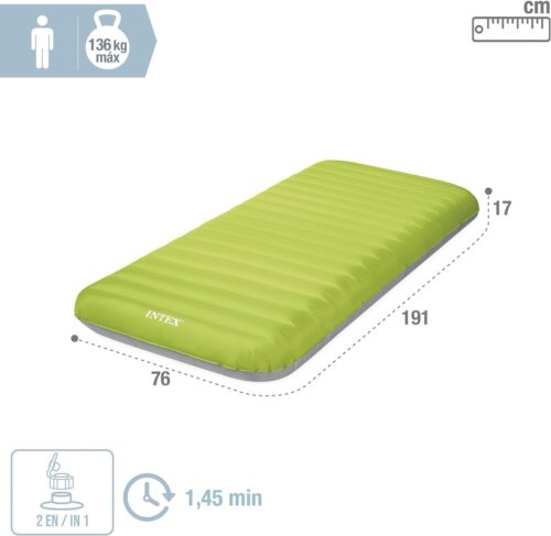 Intex Premaire Dura-Beam Camping Mat w/ USB150, Inflated Size: 76cm x 1.91m x 17cm - Image 3