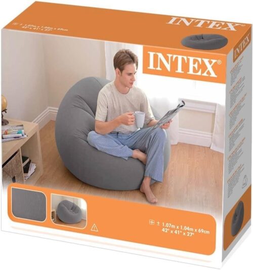 Intex Inflatable Beanless Bag Air Chair, Gray - Image 2
